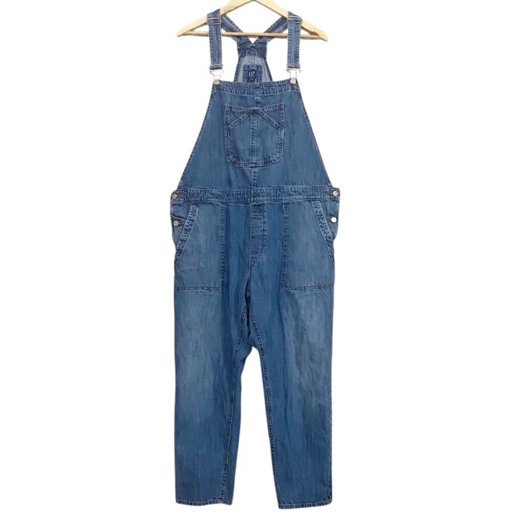 Gap Crop Slouchy Relaxed Fit Denim Overalls Medium Indigo